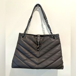 Rebecca Minkoff Edie Quilted Calfskin Leather Maxi Tote. Graphite pre owned